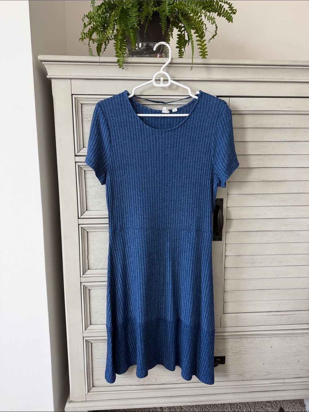 GAP Women's Short-Sleeve Blue Knit A-Line Dress